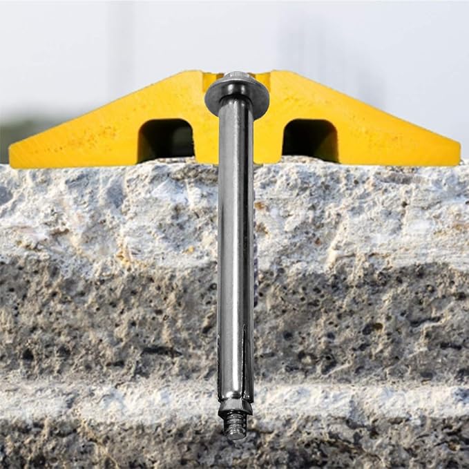 Parking Stopper for Garage 72" Long 1 Pack with 4 Installation Bolts High Reflective Yellow Safety Stripes Wheel Stop Stoppers for Car Truck RV and Trailer Stop Aid 1 Pack