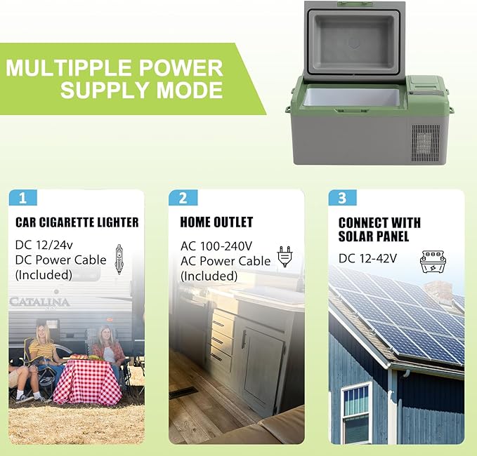 Alpicool Y19E Portable Fridge 12 Volt Car Refrigerator 21Quart Freezer for Fishing, Camping, RV, Truck, Boat-12/24V DC