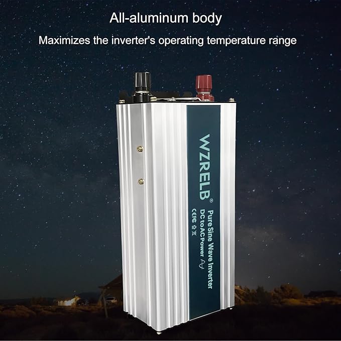 WZRELB 1000W Pure Sine Wave Inverter 36V DC to 110V 120V AC,Car Power Inverter with Dual AC Outlets, LED Display,Off-Grid Portable Power Converter for Home, RV, Truck, Camping