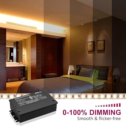 EMITEVER 30W Dimmable LED Driver, 24V Triac Dimmable Power Supply, AC to DC Transformer for LED Light, Compatible with Lutron and Leviton Dimmer, Waterproof IP67 and UL Listed, Class 2