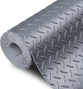 SEAL 5 x 8 Ft Premium Garage Floor Mat, Solid 2.8mm Thick Gray Commercial Grade Heavy Duty Parking Mat for Garage Floor, Golf Cart Parking, Water/Stain Resistant Floor Runner (Embossed Diamond Plate)