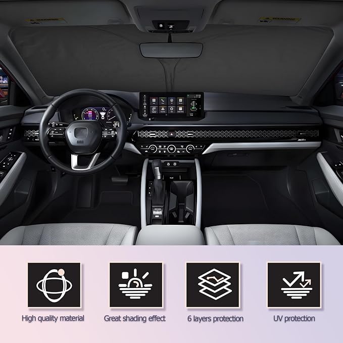 LUWU for 2024 2025 Honda Accord Windshield Sun Shade 2025 Honda Accord Windshield Sunshades Accessories Sunshade Cover Block UV Ray Front Window Sunshade