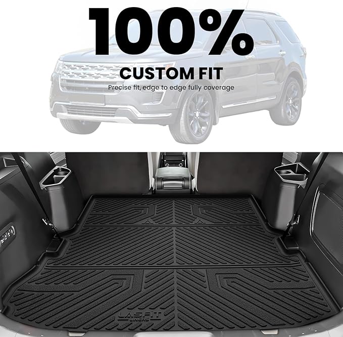LASFIT Trunk & Backrest Mat for Ford Explorer 2015-2019, Custom Fit All Weather Protector TPE One-Piece Design Easy Installation Trunk with Seatback Mat, 1pc Black