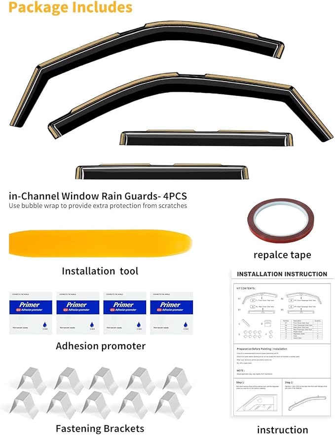 in-Channel Window Rain Guards Fit for Truck Toyota Tundra 2022 2023 2024 2025 CrewMax Extra Durable Window Visors Window Deflectors Vent Visors Vent Shades Car Accessories-4 pcs 2-Q13