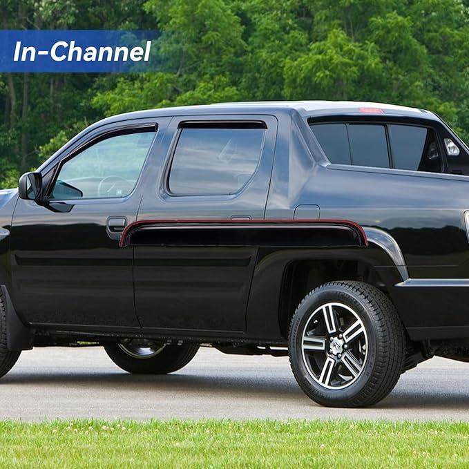 in-Channel Window Visors Rain Guards Shield for 2006-2014 Honda Ridgeline, Window Vent Wind Deflectors Visors Shades for 06-14 Ridgeline
