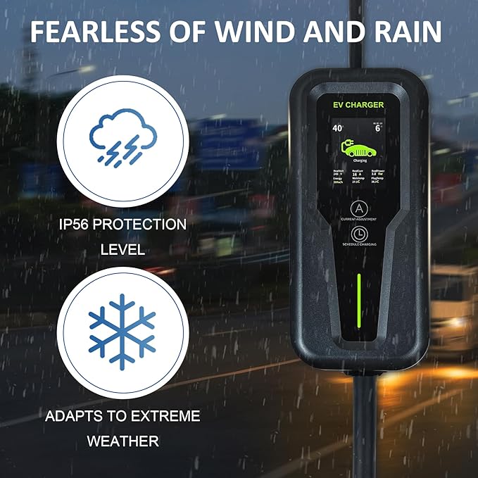 Level 2 EV Charger 40Amp, 240V, NEMA 14-50 J1772 Connector and 25 ft Cable,Portable Electric Vehicle Charging Stations with LCD Screen-1PC