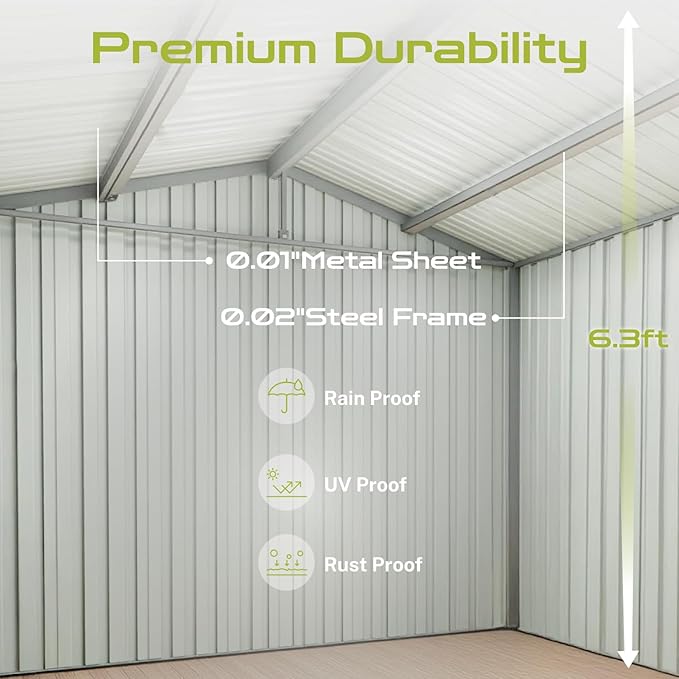 6' x 4' Outdoor Storage Shed, Sturdy Metal Building w/Lockable Doors for Garden, Backyard, Poolside and Lawn, Black+White