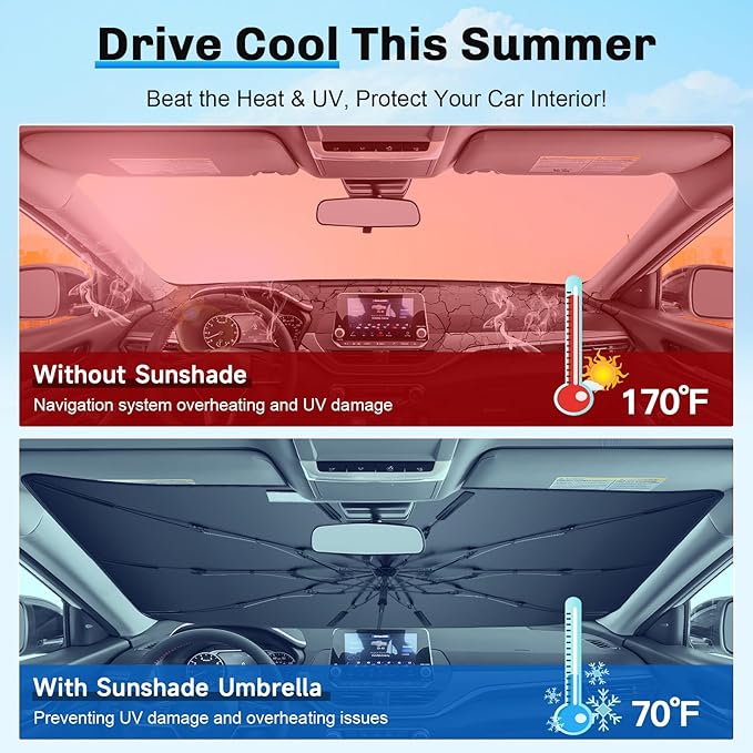 SXCY for 2019-2025 Nissan Altima Windshield Umbrella Sunshade [Easier Foldable] for 2025 Altima Accessories 2024 Altima Sunshade Umbrella for 25 Altima Windshield Sun Shade Umbrella Car Sun Protection