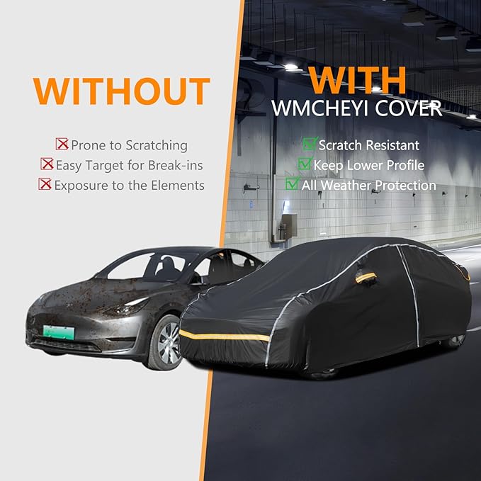 Car Cover Waterproof All Weather,6 Layers Car Covers for Automobiles, Full Exterior Cover with Zipper, Outdoor SUV Car Cover Sun UV Rain Snow Wind Protection, Fit for 192"(192*74*74 inch)SUV