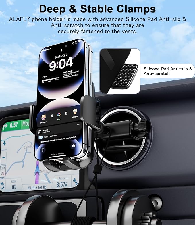Round Vent Car Phone Holder for Jeep Wrangler JL(2018-2025) Gradiator (2020-2024) Compass (2009-2016) [Thick Case Friendly] Air Vent Car Mount for All Smartphone 4-7.2 inch