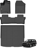 GINOWY-Floor Mats & Cargo Liner for Honda Passport 2019-2024 2025, TPE All Weather Protection Car Mats Custom Anti-Slip Trunk Mat 2025 Passport Floor Liners Waterproof Passport Accessories Black