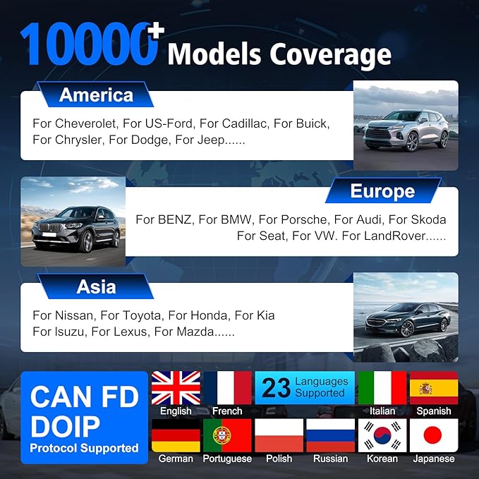 XTOOL IP616 V2.0 OBD2 Scanner Diagnostic Tool with 34+ Resets, Lifetime Free Update Scanner for Car, CAN FD & DoIP, ECU Configuration, Full Systems Scan Tool, Android 10