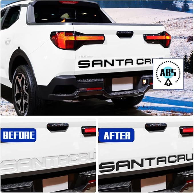 Tailgate Inserts Letters Compatible for 2022 2023 2024 2025 Santa Cruz 3D Raised & Strong Adhesive Decals Letters Rear Emblem Decal Sticker Compatible for Santa Cruz Accessories-Matte Black