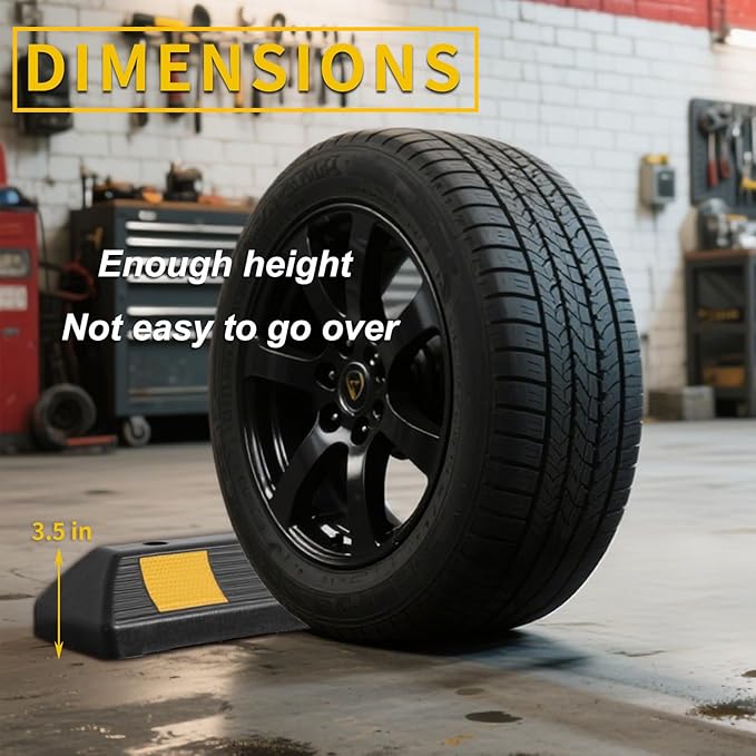 Parking Stopper for Garage Floor, Heavy Duty Rubber Car Wheel Curb Stoppers Bumpers Block for Your Vehicle, Parking Aid Gadgets Tire Stops for Home Garage Wall, Parking Lot & Driveway 2 Pcs