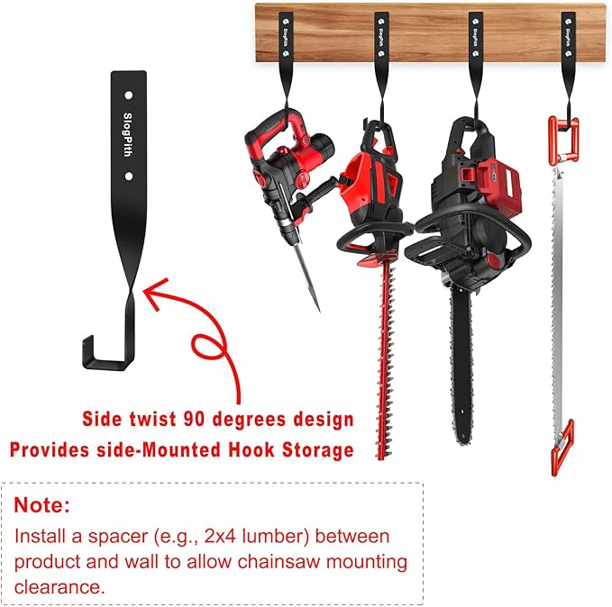 Chainsaw Holder,Chainsaw Holder For Garage Wall Mount, Garage Storage Hooks For Chainsaw,Backpack Blower,Weed Eater&Tools,Rustproof Chainsaw Wall Mount Hanger Organizes Tools,Saves Space (2 Pcs Black)