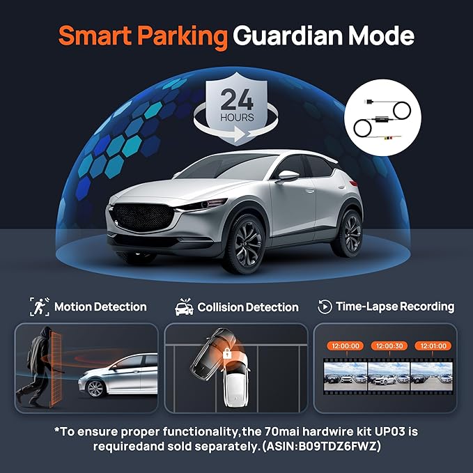 70mai 4K Dash Cam Front and Rear with STARVIS, Built in 5GHz WiFi & GPS Car Camera, Super Night Vision, ADAS, 3'' IPS Screen, 24H Parking Mode, Time-Lapse, Loop Recording, with 128GB Card (A800S)