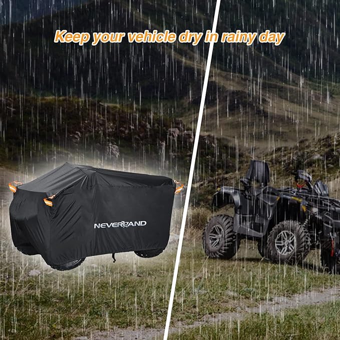 NEVERLAND ATV Cover Waterproof Heavy Duty 4 Wheeler Cover Quad Cover All Season Weather Proof Outdoor UV Protection for Polaris Yamaha Suzuki Honda (Black XXLarge)