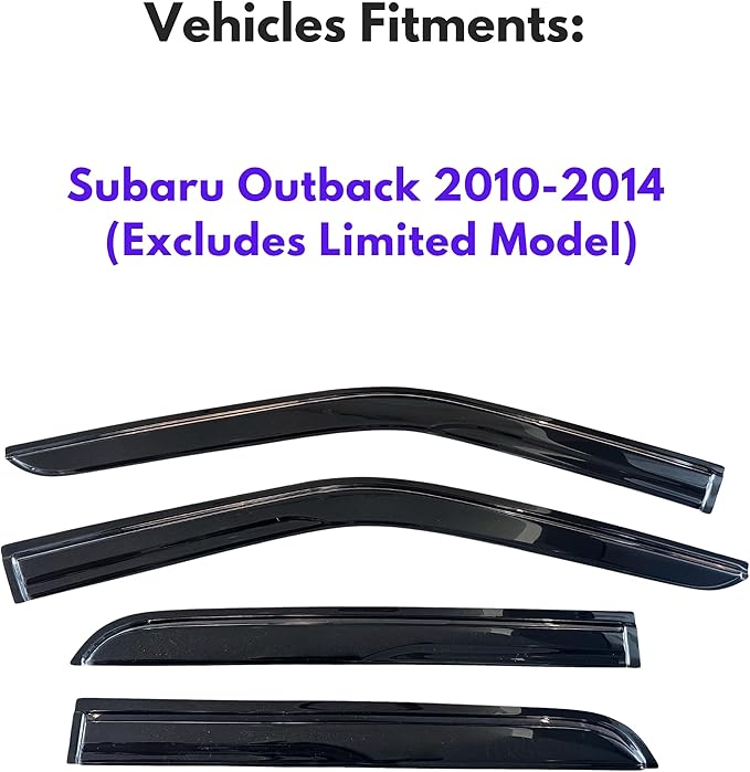 KPY Window Visor Compatible with Subaru Outback 2010-2014 (Excludes Limited Model), 4PC Rain Guard Side Window Vent Deflectors Tape-On Mugen Style, 2010 2011 2012 2013 2014