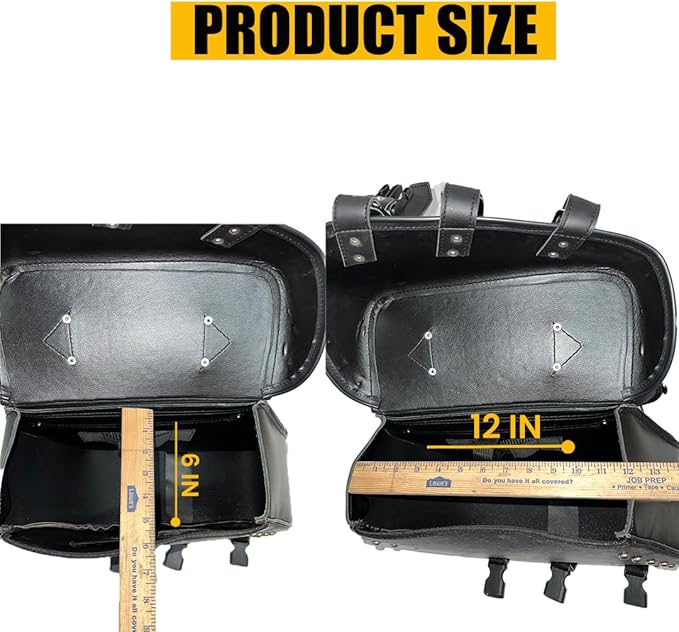 Motorcycle Saddlebags, 33L Large Capacity Saddle Bags Motorcycles, Genuine Leather Motorcycle Luggage Bag, Universal Motorcycle Throw Over Saddlebag, Black, HD-SAD551S