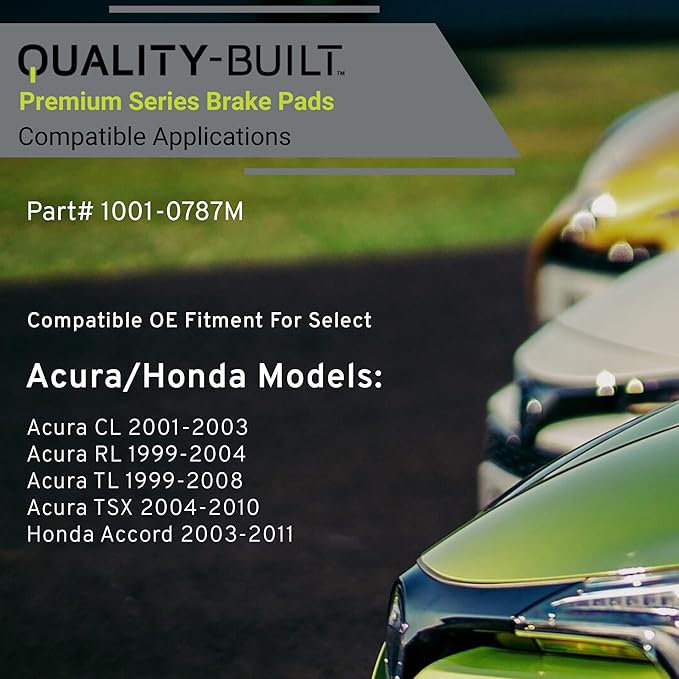 Premium Semi-Metallic Front Brake Pads (1001-0787M) Compatible with Acura CL 2001-2003, Acura RL 1999-2004, Acura TL 1999-2008, Acura TSX 2004-2010, Honda Accord 2003-2011