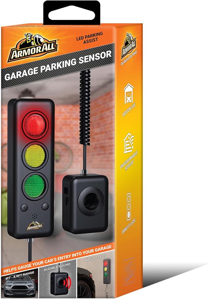 Armor All Advanced Garage Parking Aid with LED Light, Garage Parking Sensor with Color Changing Distance Indicator, Parking Sensor and Garage Stop Light Parking Aid for Safe Parking