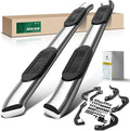 YHTAUTO 6" Running Boards Side Steps Compatible with 2007-2019 Chevy Silverado & GMC Sierra 1500/2500 HD/3500 HD, Crew Cab, Oval Bent Ends Stainless Steel Polished Chrome, Truck Cab Side Step Rails