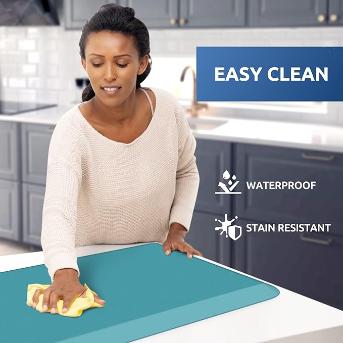 KitchenClouds Kitchen Mat Cushioned Anti Fatigue Kitchen Rug 0.8inch Waterproof Non Slip Kitchen Rugs and Mats Standing Desk Mat Comfort Floor Mats for Kitchen Sink Office (17.3"x60",Green)