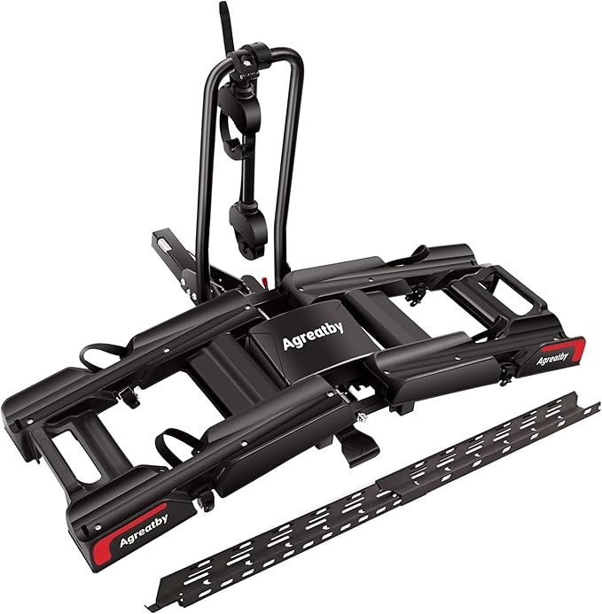 2-Bike Hitch Bike Rack with Ramp - 200 LBS Capacity Fat Tire Ebike Rack, XXL Wheel Straps, Lockable, Foldable & Tiltable - Fits 2" Receivers on Cars, SUVs, Trucks, Trailers - No Installation Needed