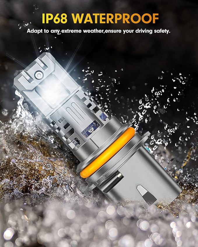 FAHREN 9007/HB5 led Bulbs, (1,000%) 10X Brighter 60,000LM Ultra Brightness, 6500K Cool White, IP68 Waterproof, Plug and Play, Latest & Brightest 9007 Fog Bulbs, 1:1 Min Size,Pack of 2 HID