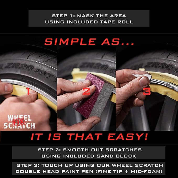 Matte Black Rim Touch Up Paint, Car Wheel Scratch Repair, Wheel Touch Up Paint Pen, curb rash repair, curb rim repair, Rim Alloy Matte Black Wheel Paint (Matte Black Satin Pen Only)