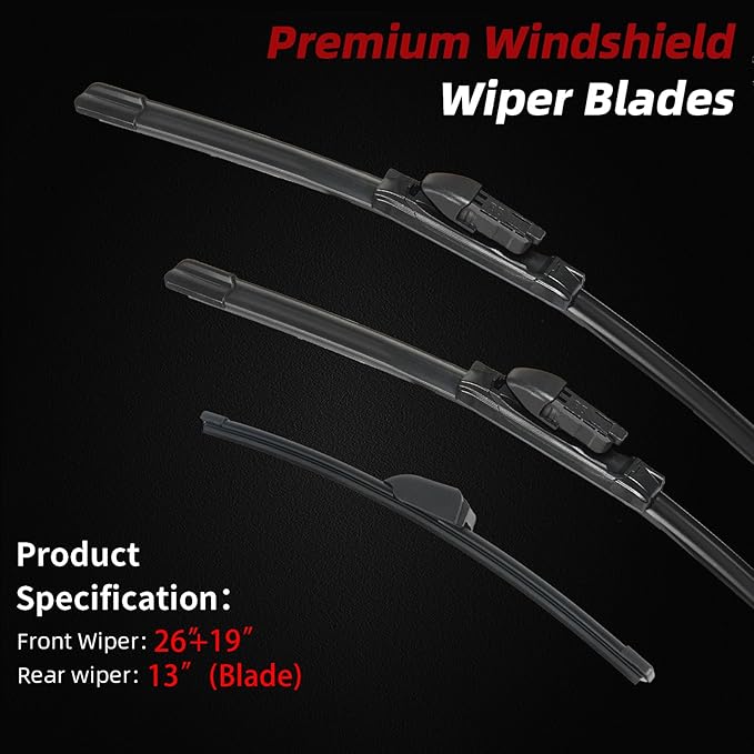 OTUAYAUTO Windshield Wiper Blades - Replacement for Jaguar F-PACE 2017-2025, Front and Rear Wipers Set, Top Lock - 26"+19"+13" (Pack of 3)