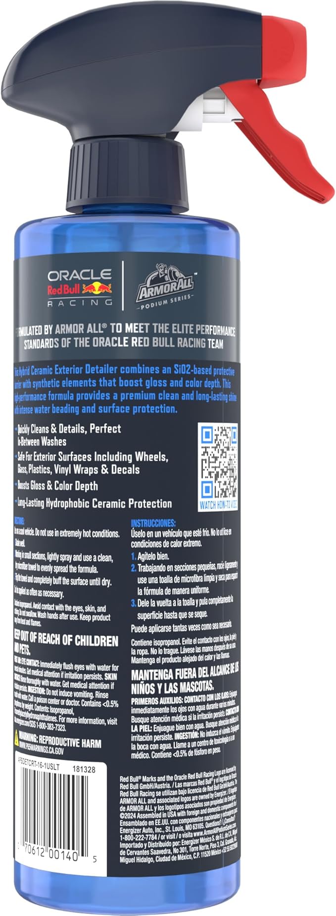 Armor All Podium Series Hybrid Ceramic Exterior Detailer Spray, 16 fl oz, Hydrophobic Car Detailing Spray Developed in Collaboration With Oracle Red Bull Racing