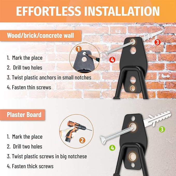 HUHOLE Garage Hooks Heavy Duty 4PC, Garage Wall Hooks, Wall Mount Hanging Hook for Bike, Ladder, Bulky Items