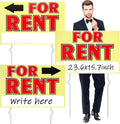 Marsui 3 Pcs Sale Sign 23.6 x 15.7 Inch Double Sided Sign with Stakes Blank Corrugated Plastic Signs with Directional Arrow and Metal Stake (for Rent)