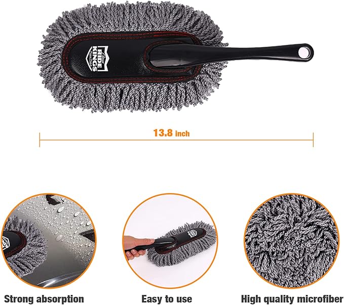 Car Duster Set, Car Duster Exterior Extendable Handle, Scratch Remover Large and Small Car Brushes Remove Dust Exterior Interior of Cars and Trucks,Microfiber Car Interior Brush, 2-Packs