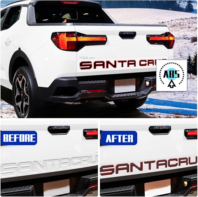 Tailgate Inserts Letters Compatible for 2022 2023 2024 2025 Santa Cruz 3D Raised & Strong Adhesive Decals Letters Rear Emblem Decal Sticker Compatible for Santa Cruz Accessories-Black Red