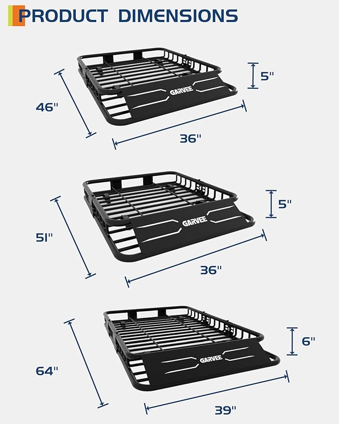 51" x 36" Universal Roof Rack Carrier Basket, 200 Lbs Capacity Car Cargo Rack with Extension Luggage Holder Basket Heavy Duty for SUVs, Trucks, Vehicles