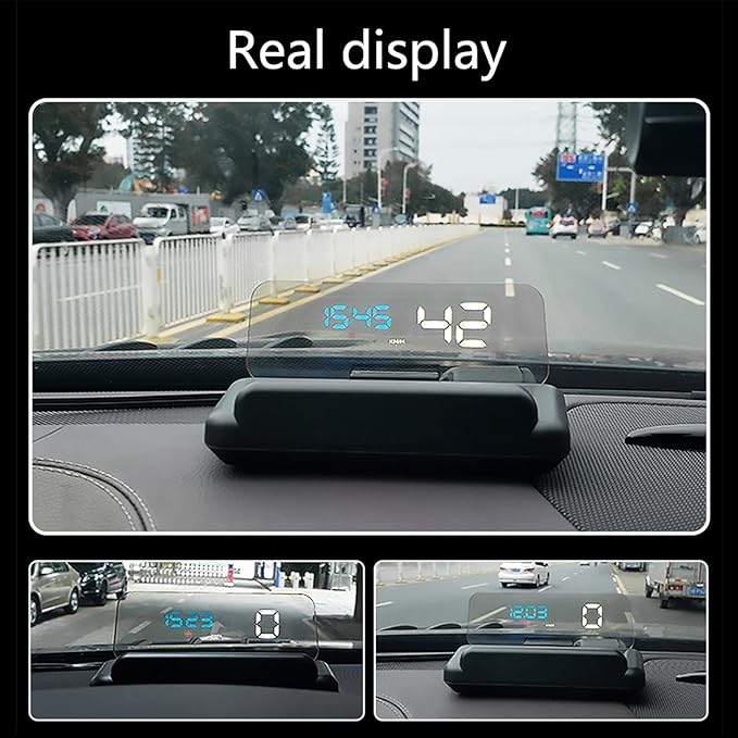 Universal Car HUD Head Up Display T900, with Satellite Clock, Single Driving Time and Single Driving Distance, Work for All Vehicles