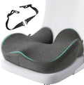 Office Chair Cushion - High Support Thickened Car Seat Cushion with Strap for Hip, Sciatica,and Tailbone Pain Relief - Ideal for Heavy People, Memory Foam Seat Cushion for Car, Truck, Home