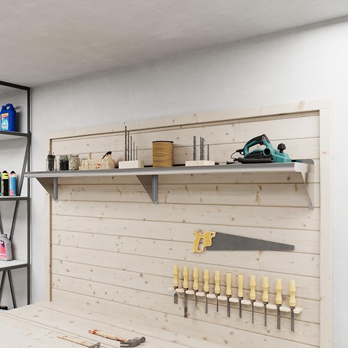 AmGood 72" Long X 10" Deep Stainless Steel Wall Shelf | NSF Certified | Appliance & Equipment Metal Shelving | Kitchen, Restaurant, Garage, Laundry, Utility Room