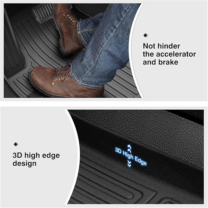 Powerty Floor Mats for 2024 2025 Tesla Model 3 Highland Accessories 1st & 2nd Row Liner Set All Weather TPE 3D Car Mats All-Weather Floor Liners