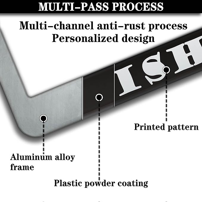 Automotive Exterior Accessories Black and White License Plate Frames I'd Rather Be Fishing Universal Aluminum Car Accessory 2 Pack with Screw Covers Set