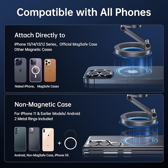 SYNCWIRE for Magsafe Car Mount Vent - Magnetic Phone Holder for Car [3D Long Arm | Flexible Rotation | Strong Magnets] Air Vent Car Phone Mount for iPhone 16 15 14 13 12 Pro Max Plus Mini Mag Safe