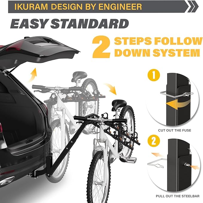 4 Bike Rack Bicycle Carrier Racks Hitch Mount Double Foldable Rack for Cars, Trucks, SUV's and minivans with a 2" Hitch Receiver