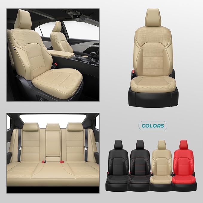 for Toyota Camry Seat Covers XSE XLE 2025 - Custom Fit Car Seat Covers Full Set, Leather Seat Covers for Cars, Waterproof Car Seat Cover, Beige
