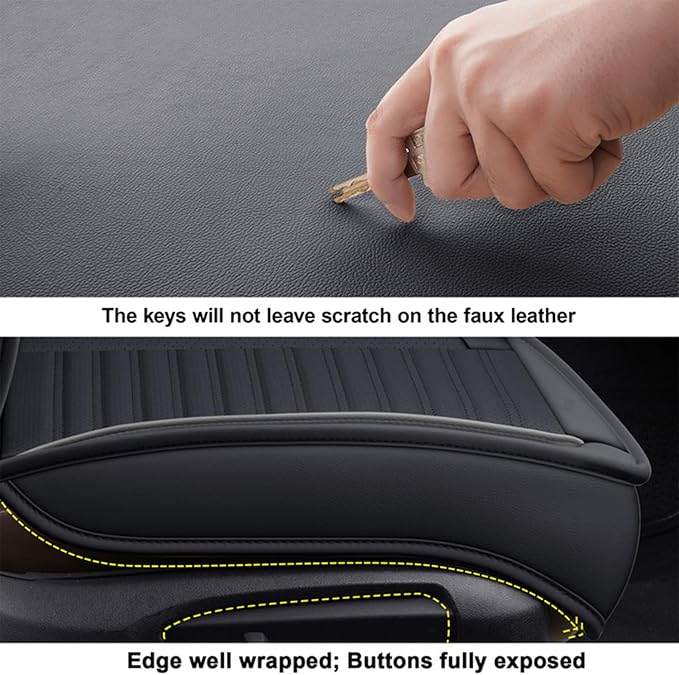 LINGVIDO Car Seat Covers,Breathable and Waterproof Faux Leather Automotive Seat Covers for Cars SUV Pick-up Truck Sedan(Front Seat,Black GrayLine)