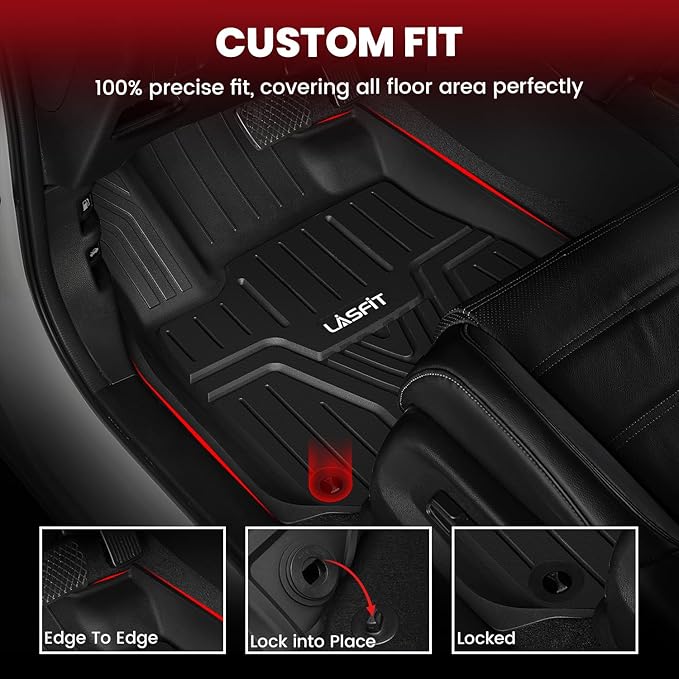 LASFIT Floor Mats & Trunk Mat (Highest Position) for Honda CR-V 2017-2022 (NOT for Hybrid), All Weather Protection TPE Floor Liners 1st & 2nd Row & Cargo Mat in Upper Position Full Set, Black