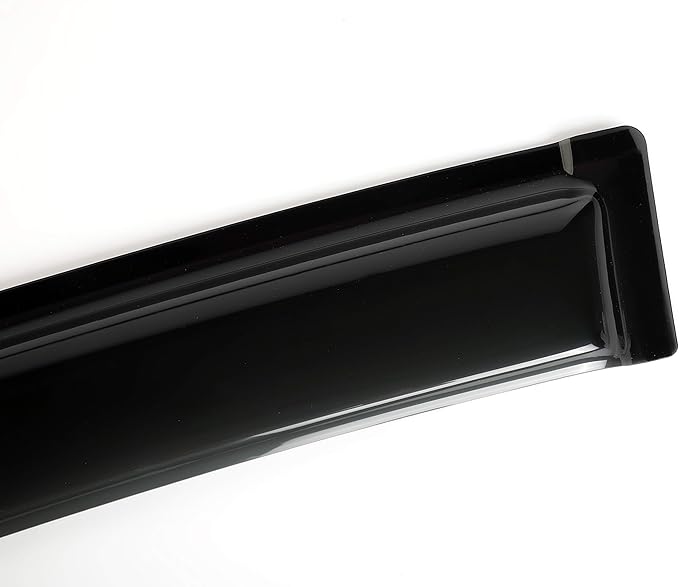 94039 Side Window Wind Vent Deflector, 4pcs Out-Channel Tape-On Dark Smoke Nice Rain Guards Set, Window Visor fit for 2007-2016 Mitsubishi Lancer