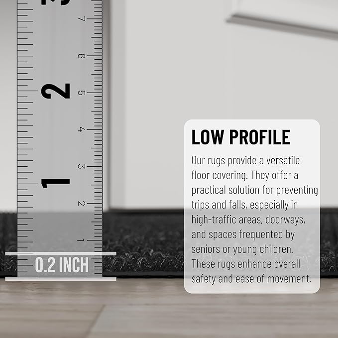 Ottomanson 2'7" x 7' Hallway Runner with Scraper Pile - Extra Durable Non-Slip Rug Mat for Indoor & Outdoor Use - Ideal for Kitchen, Entryway & Garage - High-Traffic Carpet, Black