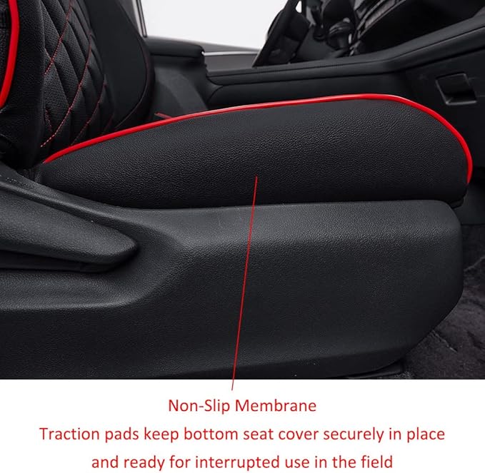 EKR Sienna Seat Covers for 2021-2025 Toyota Sienna LE, XLE,8 Seats,2nd Row 4/2/4 Split,Waterproof Seat Covers Full Set for Trucks,Car Seat Protectors-Three Row,Leather(Black with Red Piping)